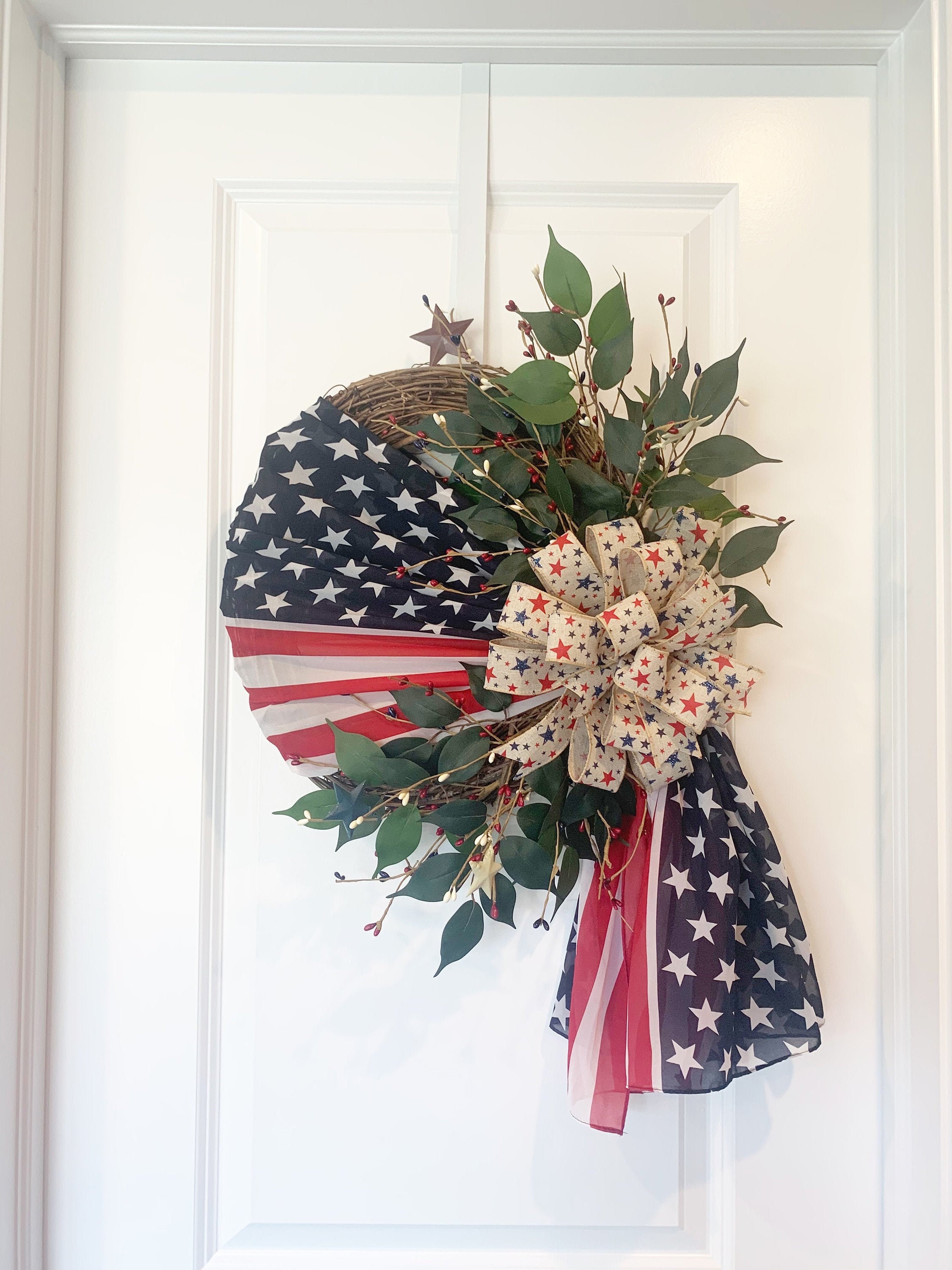 Home Décor Wreaths & Door Hangers Patriotic Grapevine Wreath for Front ...