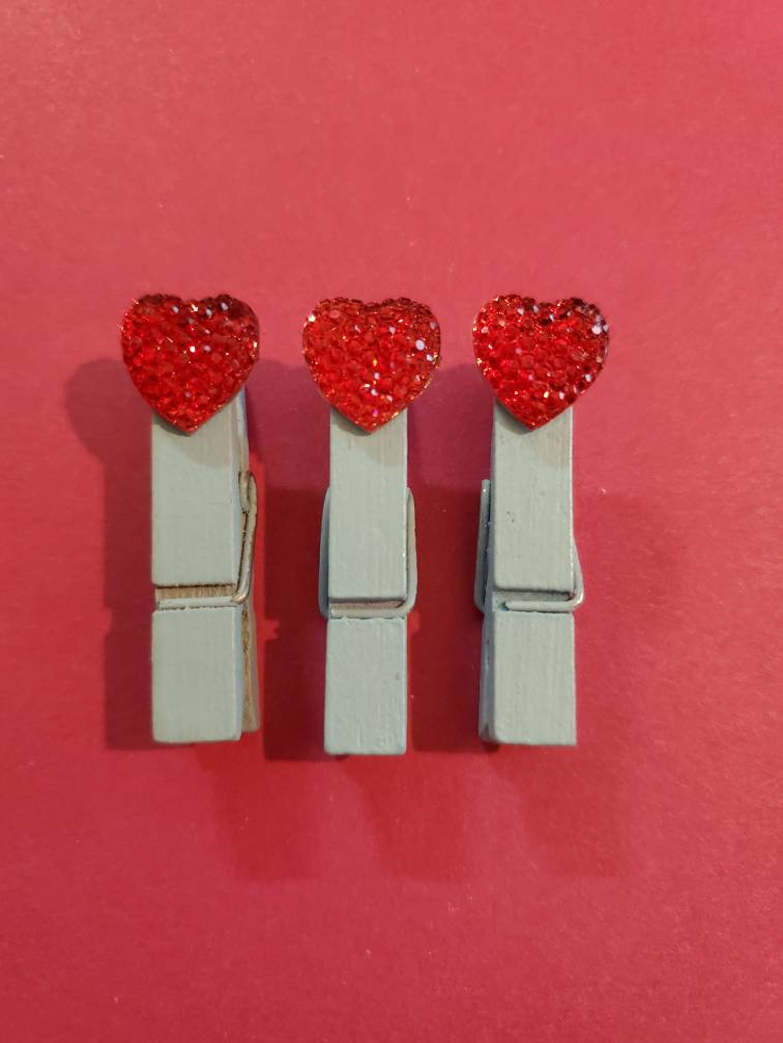 Set of 3 Heart Clips Pink or Blue Etsy