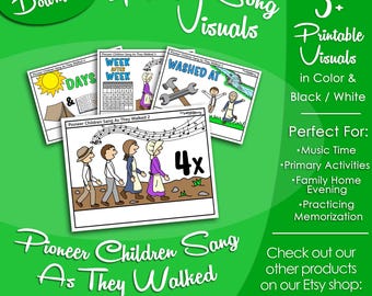 Pioneer Children Sang As They Walked Song Visuals, Latter-day Saint LDS Primary Singing Time, Printable, Music Help, Songbook Picture Image