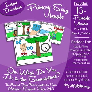 Oh, What Do You Do in the Summertime? Song Visuals, Latter-day Saint LDS Primary Singing Time, Printable, Music Help, Songbook Picture Image