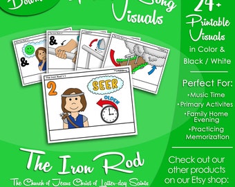 The Iron Rod Song Visuals, Latter-day Saint LDS Primary Singing Time, Printable Poster, Music Leader Help, Songbook Graphic Picture Image