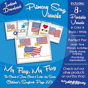 My Flag, My Flag Song Visuals, Latter-day Saint LDS Primary Singing Time, Printable Poster Music Leader Help, Songbook Graphic Picture Image