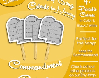 Commandment Cutouts, LDS Nursery Singing Time-  For 'Keep the Commandments' Song (Printable Digital Download)