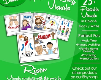 Risen Song Visuals, Shawna Edwards, Latter-day Saint LDS Primary Singing Time, Printable Poster, Music Leader Help, Picture Image