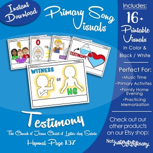 Testimony Song Visuals, Latter-day Saint LDS Primary Singing Time, Printable Poster, Music Leader Help, Hymnal Graphic Picture Image
