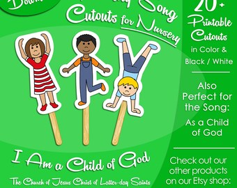 I Am a Child of God Song Cutouts for NURSERY, Latter-day Saint LDS Singing Time, Printable Visual, Music Leader Help, Songbook Picture Image