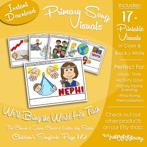 We'll Bring the World His Truth Song Visuals, LDS Primary Singing Time Pictures (Printable Digital Download)