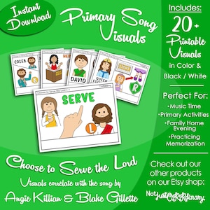 Imágenes para la canción "Elige servir al Señor", Angie Killian, Imágenes para el tiempo de canto de la Primaria SUD (Descarga digital imprimible)