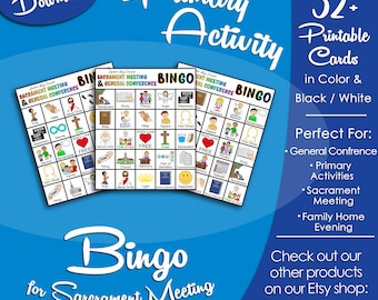 Bingo Game - for General Conference & Sacrament, LDS Primary Singing Time Activity (Printable Digital Download)