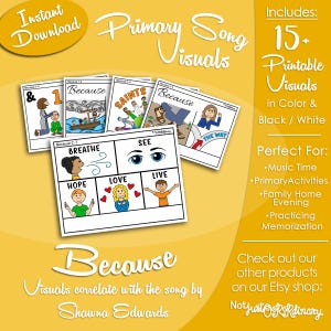 Omdat liedjes visueel worden weergegeven, Shawna Edwards, LDS Primary Singing Time Pictures (printbare digitale download)