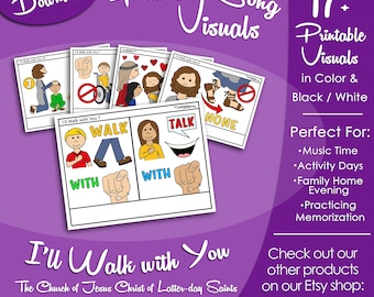 I'll Walk with You Song Visuals, LDS Primary Singing Time Pictures (Printable Digital Download)