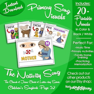 The Nativity Song Visuals, LDS Primary Singing Time Pictures (Printable Digital Download)