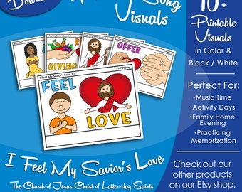 I Feel My Savior's Love Song Visuals, Latter-day Saint LDS Primary Singing Time, Printable Visual Poster, Music, Songbook Picture Image