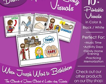 When Joseph Went to Bethlehem Song Visuals, Latter-day Saint LDS Primary Singing Time, Printable Poster, Music Help, Songbook Picture Image