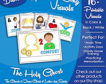 The Holy Ghost Song Visuals, Latter-day Saint LDS Primary Singing Time, Printable Poster, Music Leader Help, Songbook Graphic Picture Image
