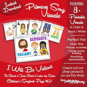 I Will Be Valiant Song Visuals, Latter-day Saint LDS Primary Singing Time, Printable Poster, Music Help, Songbook Graphic Picture Image