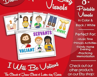 I Will Be Valiant Song Visuals, Latter-day Saint LDS Primary Singing Time, Printable Poster, Music Help, Songbook Graphic Picture Image