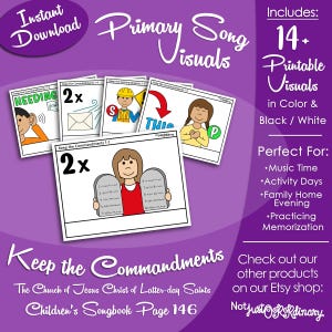 Keep the Commandments Song Visuals, LDS Primary Singing Time Pictures (Printable Digital Download)