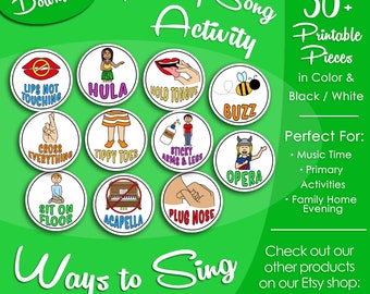 Ways to Sing cards, Latter-day Saint LDS Primary Singing Time Activity, Printable Visual Game, Songbook Graphic Picture Image,