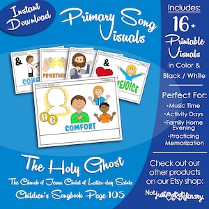 The Holy Ghost Song Visuals, Latter-day Saint LDS Primary Singing Time, Printable Poster, Music Leader Help, Songbook Graphic Picture Image