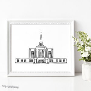 Ogden Utah Temple - LDS Latter-day Saint, Wall Art Print Artwork Clip Clipart, Hand Drawn, Printable Digital Download, Simple
