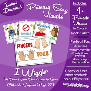 I Wiggle Song Visuals, Latter-day Saint LDS Primary Singing Time, Printable Poster, Music Leader Help, Songbook Graphic Picture Image