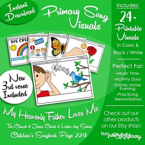 Imágenes de la canción "Mi Padre Celestial me ama", imágenes para el tiempo de canto de la Primaria SUD (descarga digital imprimible)