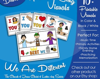 We Are Different Song Visuals, LDS Primary Singing Time Pictures (Printable Digital Download)