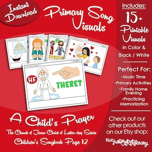 A Child's Prayer Song Visuals, LDS Primary Singing Time Pictures (Printable Digital Download)