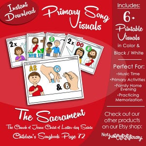The Sacrament Song Visuals, LDS Primary Singing Time Pictures (Printable Digital Download)