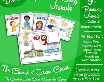 The Church of Jesus Christ Song Visuals, Latter-day Saint LDS Primary Singing Time, Printable Poster, Music Leader Help, Songbook Picture