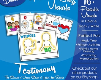 Testimony Song Visuals, Latter-day Saint LDS Primary Singing Time, Printable Poster, Music Leader Help, Hymnal Graphic Picture Image