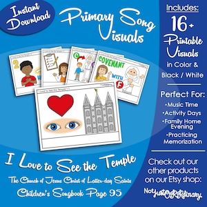 I Love to See the Temple Songvisuals, LDS Primary Singing Time Pictures (afdrukbare digitale download)