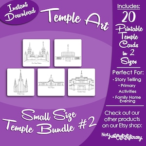 Small Size LDS Temple Bundle #2- LDS Latter-day Saint, Card Art Print Artwork Clip Clipart, Hand Drawn, Printable Digital Download, Simple