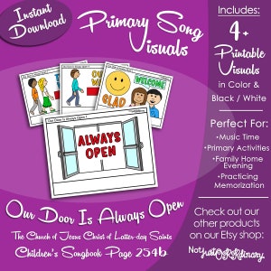 Our Door Is Always Open Song Visuals, Latter-day Saint LDS Primary Singing Time, Printable Poster, Music Leader Help, Songbook Picture Image