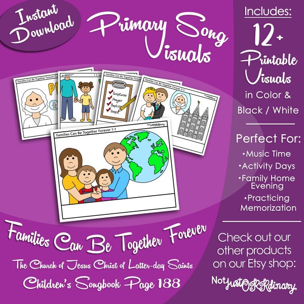Families Can Be Together Forever Song Visuals, Latter-day Saint LDS Primary Singing Time, Printable Poster, Music Help, Songbook Picture