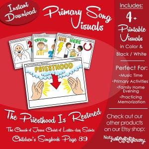 The Priesthood Is Restored Song Visuals, Latter-day Saint LDS Primary Singing Time, Printable, Music Leader Help, Songbook Picture Image