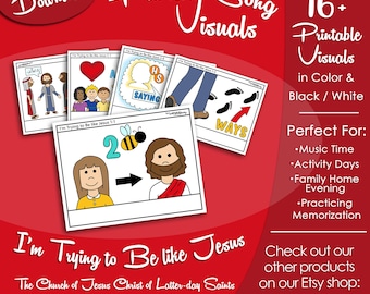 I&#39;m Trying to Be Like Jesus Song Visuals, Latter-day Saint LDS Primary Singing Time, Printable Poster, Music Leader Help, Songbook Picture