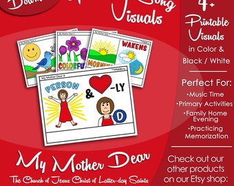 My Mother Dear Song Visuals, Latter-day Saint LDS Primary Singing Time, Printable Poster, Music Leader Help, Songbook Graphic Picture Image