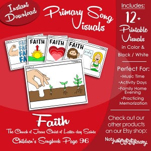 Faith Song Visuals, Heilige der Heiligen der Letzten Tage LDS Primäre Singzeit, druckbares Poster, Musikführer Hilfe, Songbuch Grafik Bildbild
