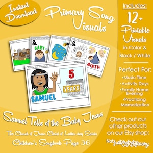 Samuel Tells of the Baby Jesus Song Visuals, Latter-day Saint LDS Primary Singing Time, Printable Poster, Music Help, Songbook Picture