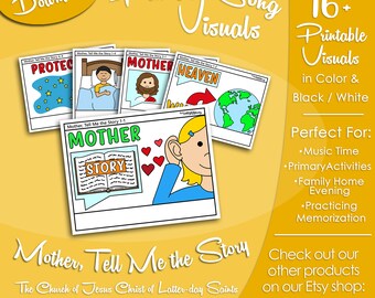 Mother, Tell Me the Story Song Visuals, Latter-day Saint LDS Primary Singing Time, Printable Poster, Music Help, Songbook Picture Image