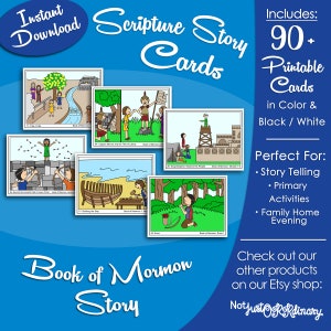 Book of Mormon Scripture Story Cards, Stories, Scripture Pictures, Christian, LDS, Printable Visual Poster, Graphic Picture Image