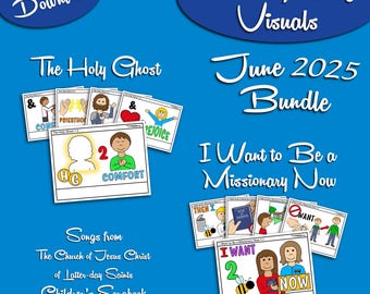 June 2025 Bundle Song Visuals, The Holy Ghost, I Want to Be a Missionary Now, LDS Primary Printable Music Pictures Graphics, Chorister Help