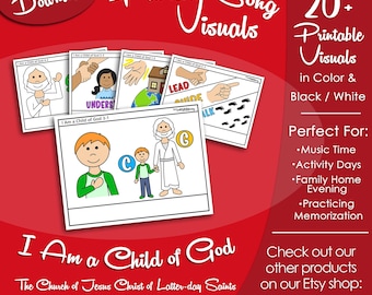 I Am a Child of God Song Visuals, Latter-day Saint LDS Primary Singing Time, Printable Poster, Music Leader Help, Songbook Picture Image