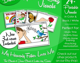 My Heavenly Father Loves Me Song Visuals, Latter-day Saint LDS Primary Singing Time, Printable Poster, Music Leader Help, Songbook Picture