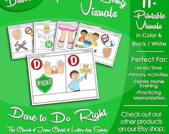 Dare to Do Right Song Visuals, LDS Primary Singing Time Pictures (Printable Digital Download)