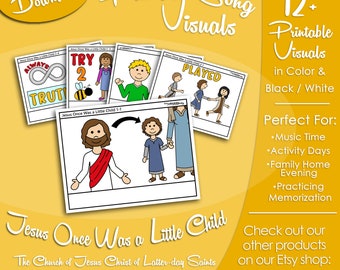 Jesus Once was a Little Child Song Visuals, Latter-day Saint LDS Primary Singing Time, Printable Poster, Music Leader Help, Songbook Picture