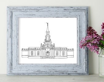 Hartford Connecticut Temple Line Art Print – LDS-muurdecoratie (afdrukbare digitale download)