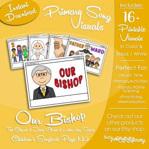 Our Bishop Song Visuals, Latter-day Saint LDS Primary Singing Time, Printable Poster, Music Leader Help, Songbook Graphic Picture Image